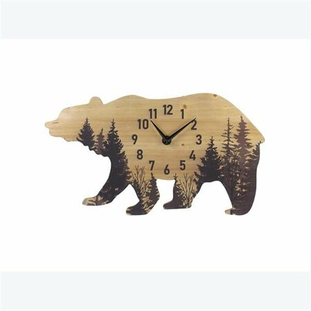 YOUNGS Wood Bear Cutout Wall Clock with Tree Designs 21171